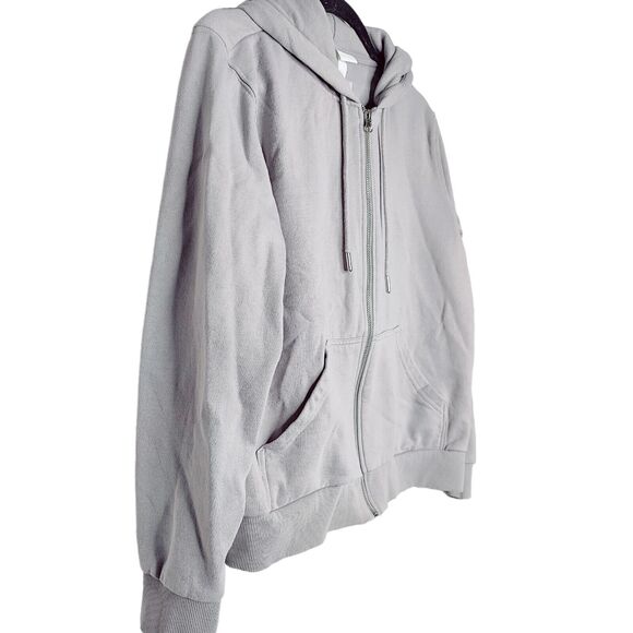H&M Basics Men Women Size Small Gray Cotton Blend Full Zip Drawstring Hoodie - Picture 3 of 3